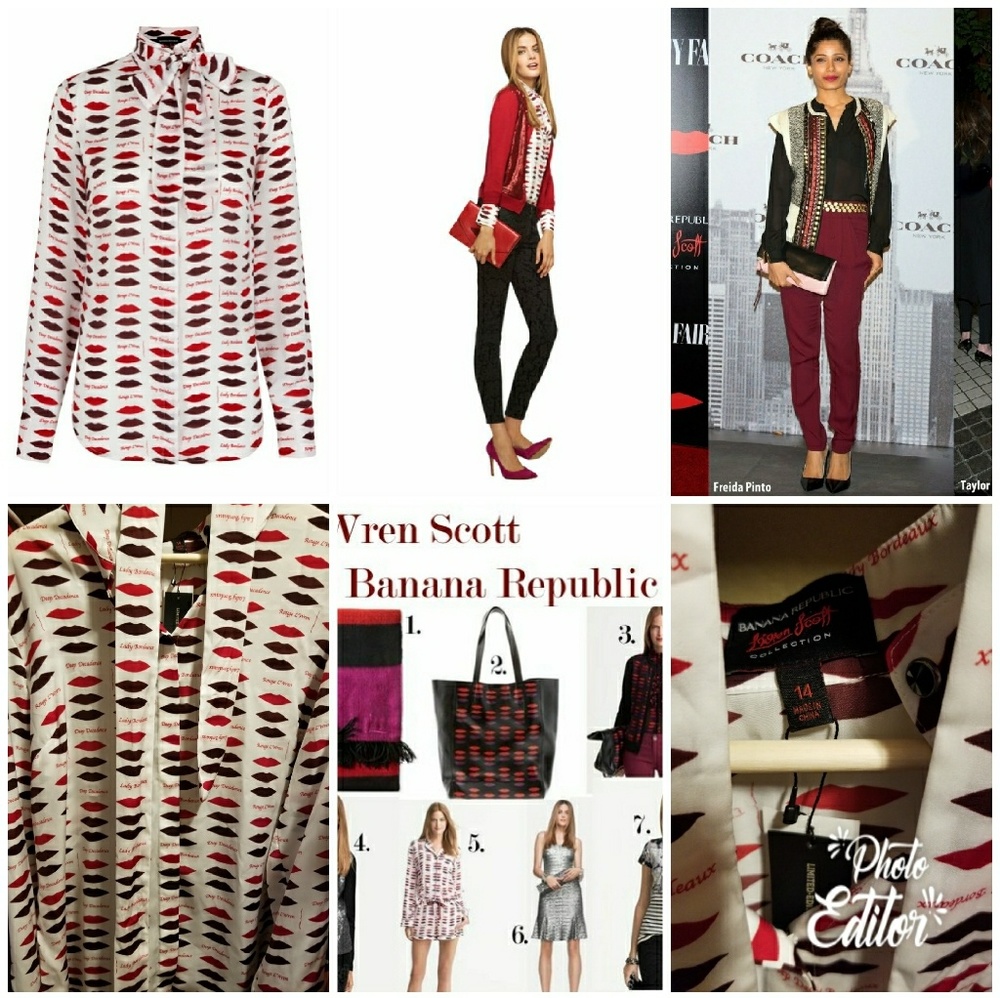 L'wren Scott lips kiss sz l xl 14 banana republic